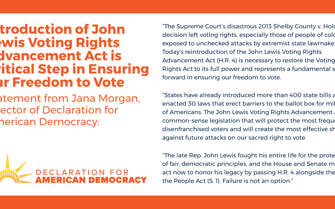 Statement on the Introduction of John Lewis Voting Rights Advancement Act