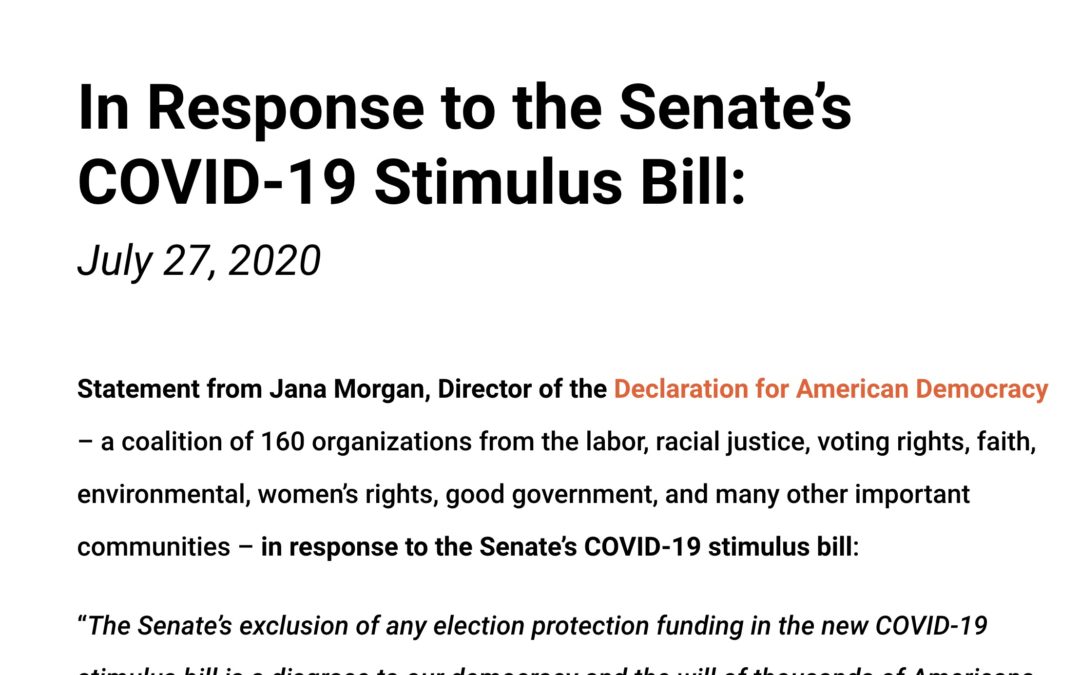 In Response to the Senate’s COVID-19 Stimulus Bill: